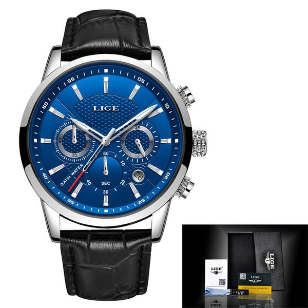 Relógio masculino Sport Quartz Pulseira em couro